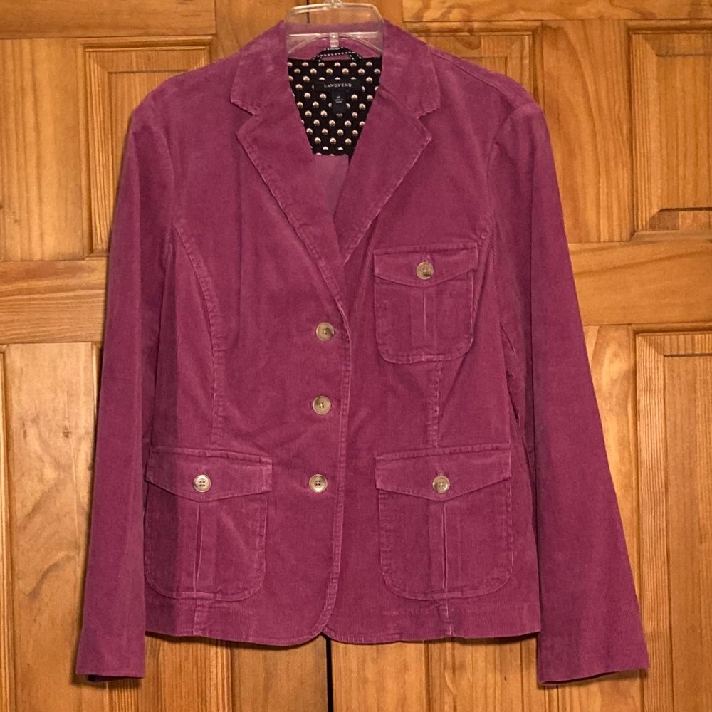 NWOT Lands End Vintage 90s Jacket Corduroy Coat Pink Purple Size 16P